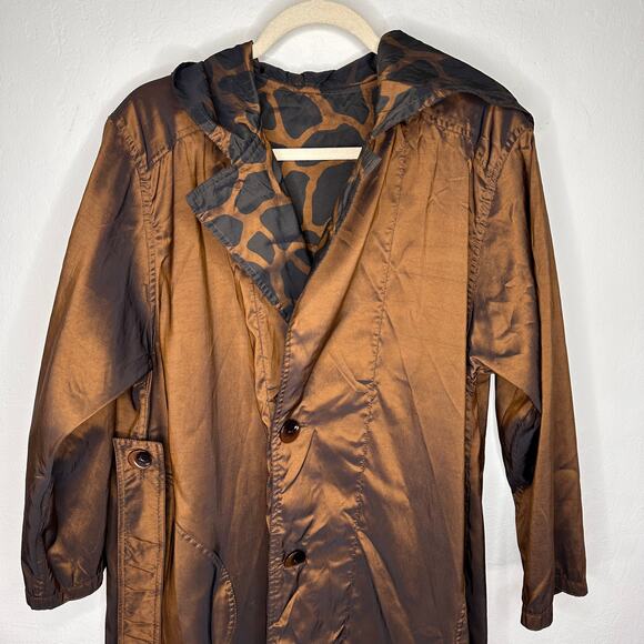 Mycra Pac Reversible Long Giraffe Print Bronze Rain Jacket Coat Small Medium - Picture 5 of 14
